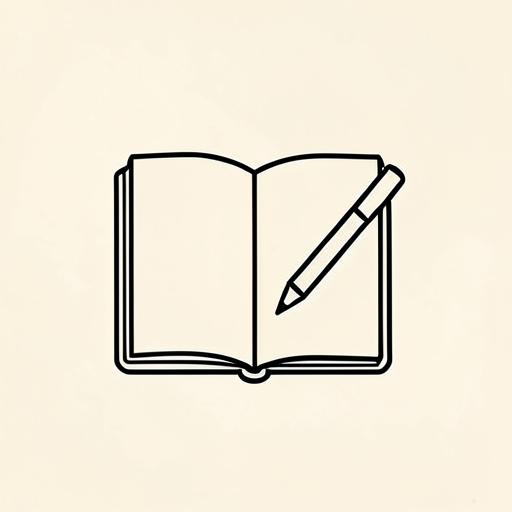 An open journal with a pen