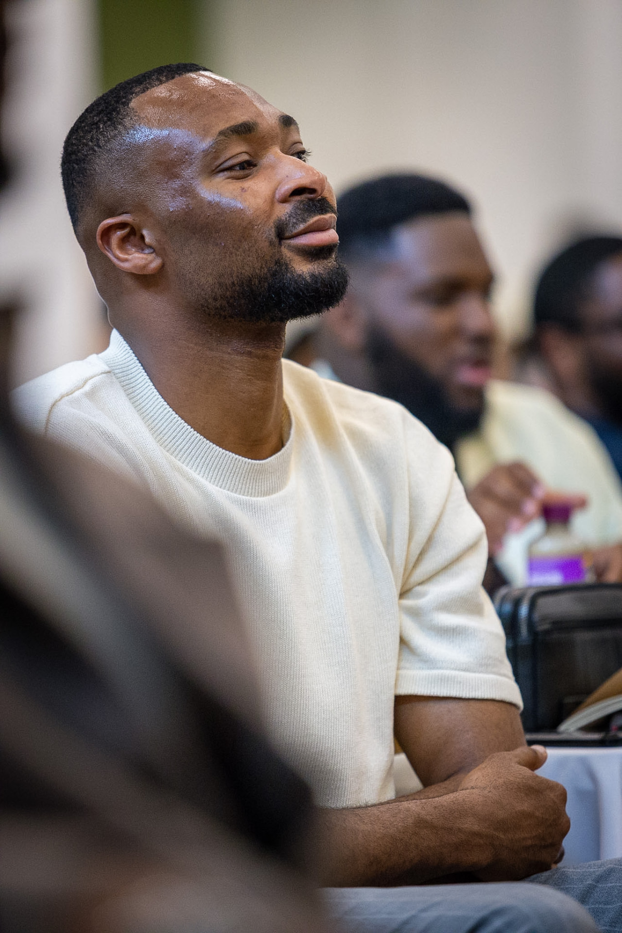 A man listening intently during the teaching